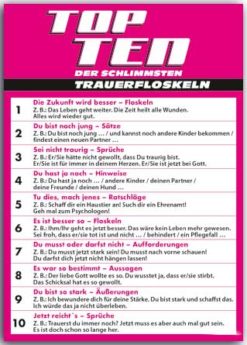 Postkarte Top Ten der Trauerfloskeln