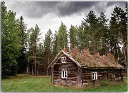 Postkarte Verlassenes Haus