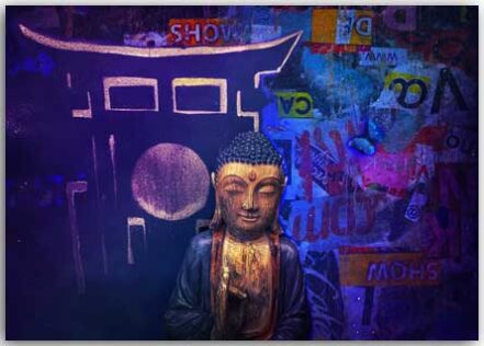 Postkarte Graffiti-Buddha